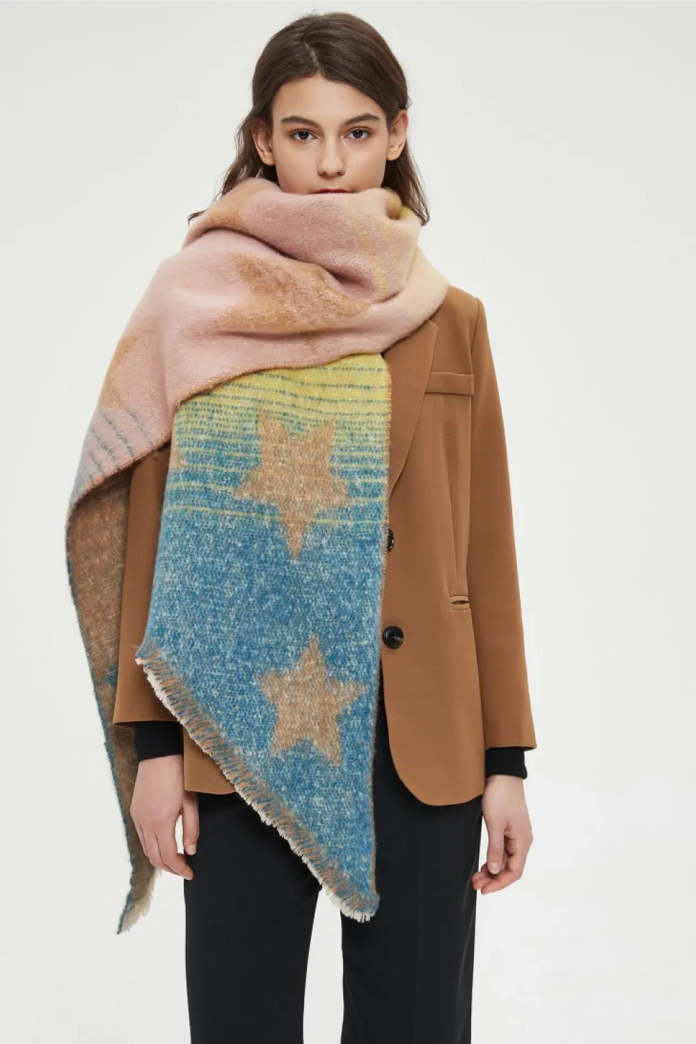 Raw Edge Polyester Scarf - Trendy and Lightweight