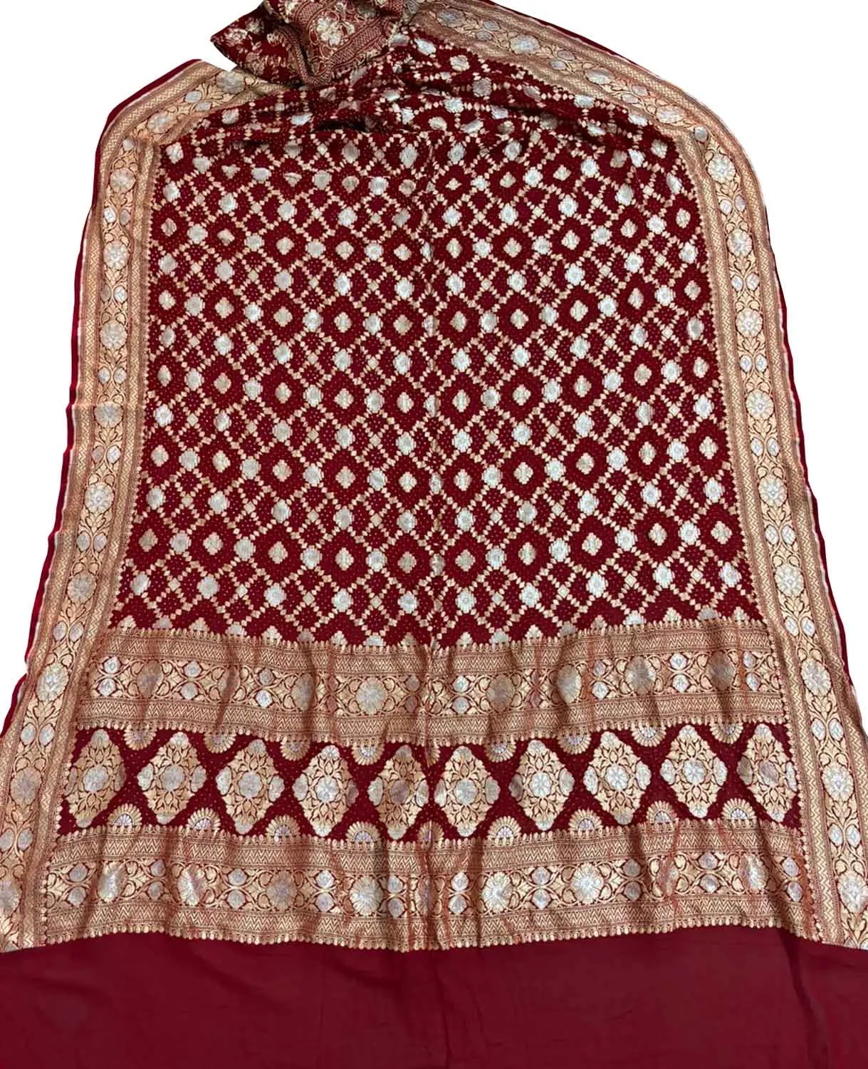 Red Banarasi Bandhani Georgette Dupatta - Elegant and Traditional