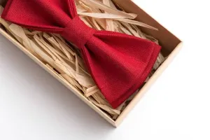 Red Bow Tie - Timeless Elegance in Natural Baltic Linen