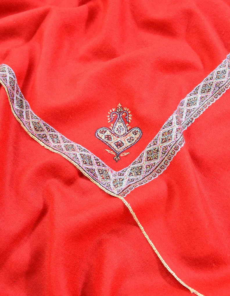 red embroidery pashmina shawl 8538