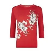 Red Floral Placement Sweater