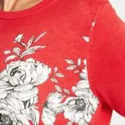 Red Floral Placement Sweater