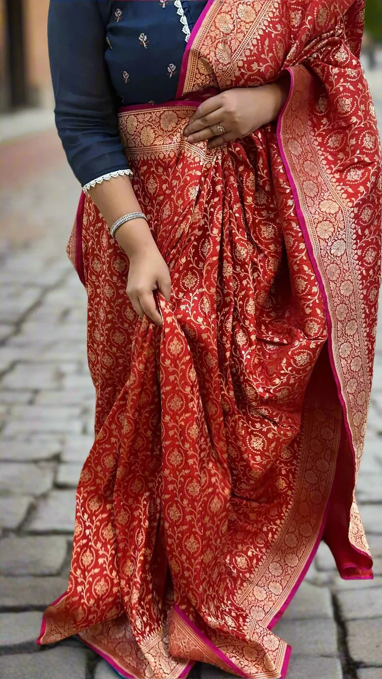 Red Pure Silk Banarasi Saree