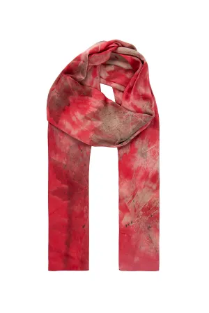 Red Pure Silk Hand Printed Ecological Shawl 90 x 200 cm