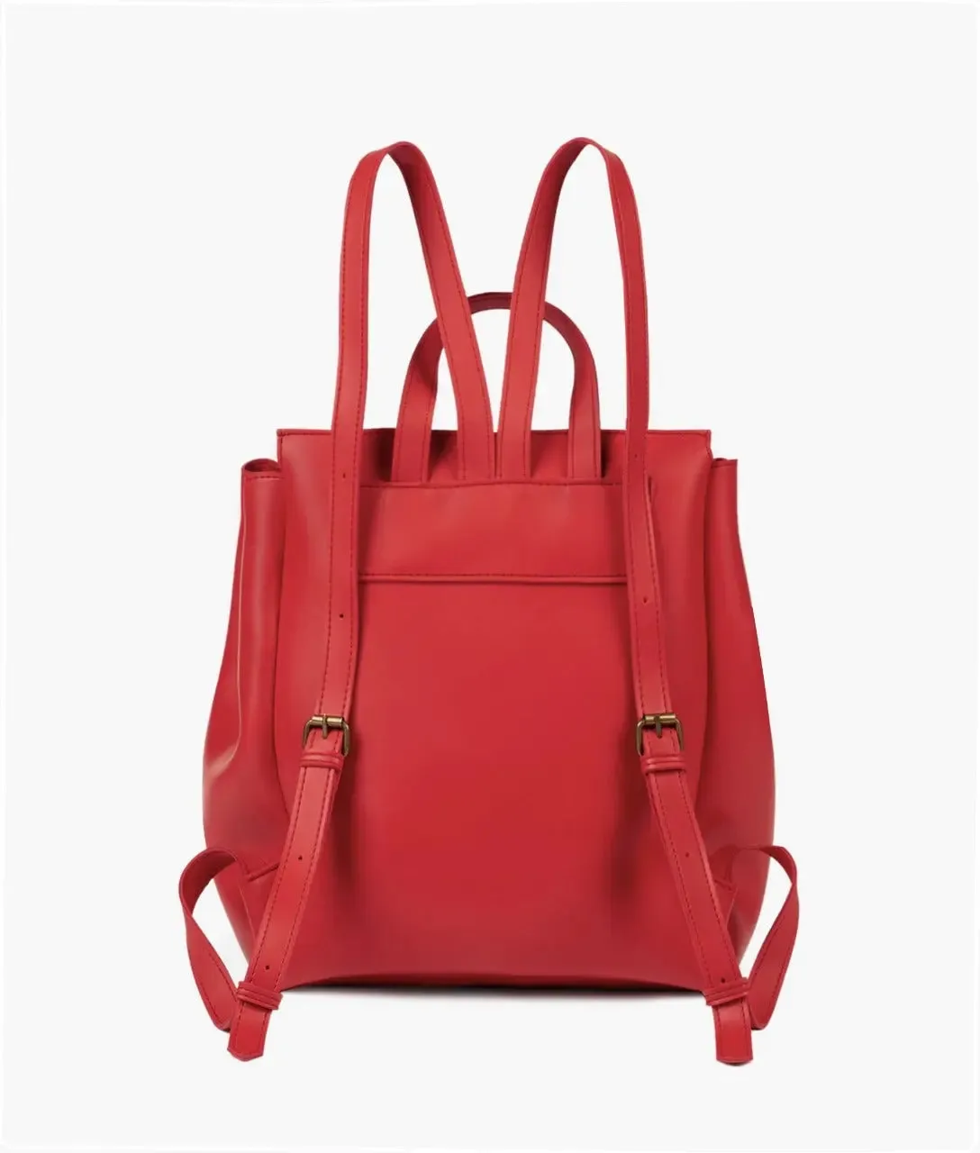 Red Women Leather Backpacks 557