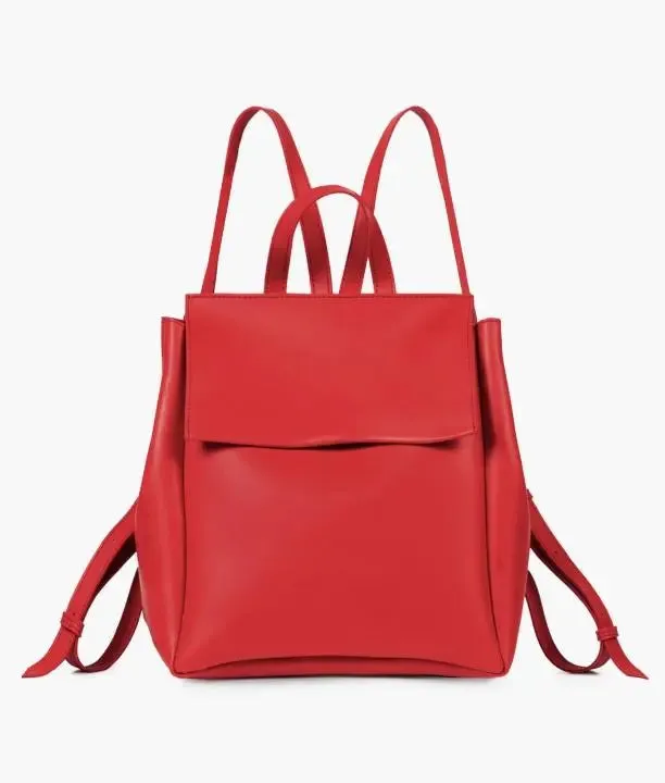 Red Women Leather Backpacks 557