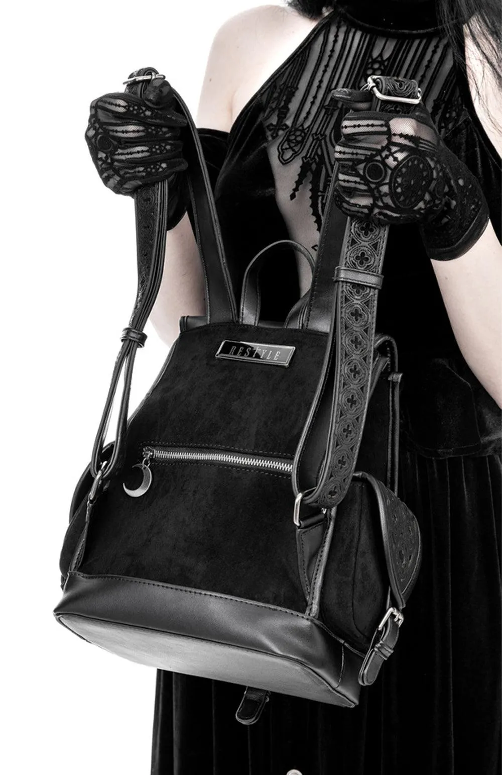 Restyle - Rosarium - Gothic Backpack with Laser-Cut Cathedral Design