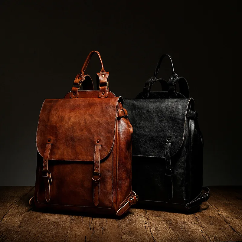 Retro Genuine Leather Casual Business Men's Backpack