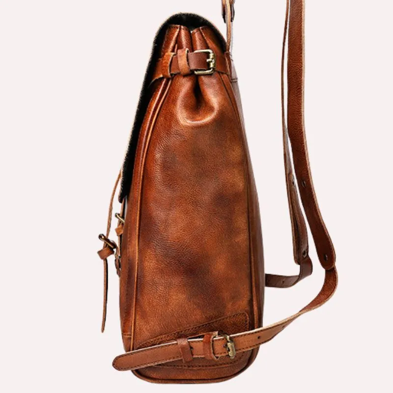 Retro Genuine Leather Casual Business Men's Backpack