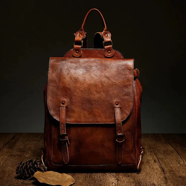 Retro Genuine Leather Casual Business Men's Backpack