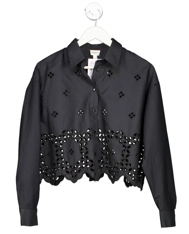 River Island Black Embroidered Shirt UK 6