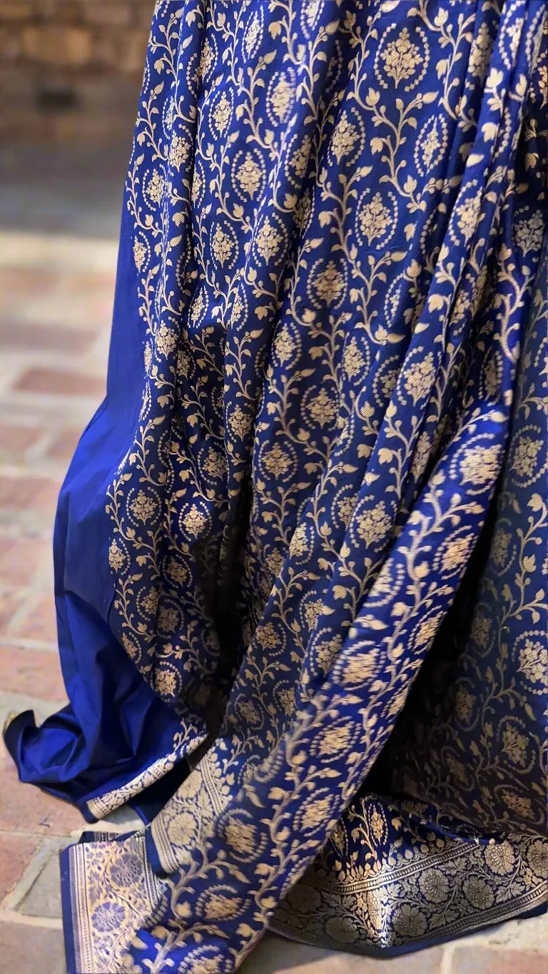 Royal Blue Pure Silk Banarasi Saree