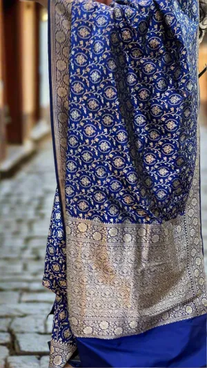 Royal Blue Pure Silk Banarasi Saree