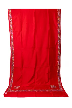 Ruby Radiance: Pure Silk Hand Aari Embroidered Saree