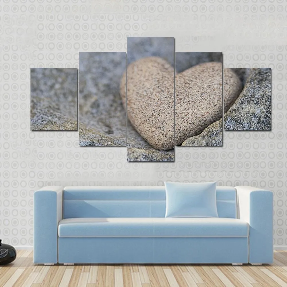 Sand Look Alike Heart Canvas Wall Art