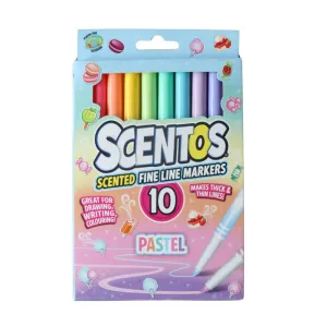 Scentos Scented Pastel Color Fine Line Markers, Pack Of 10