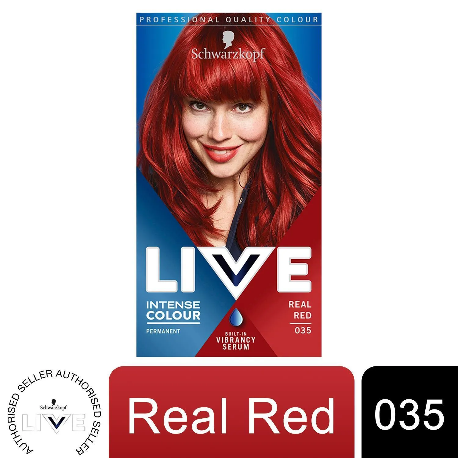 Schwarzkopf Live Intense Colour Permanent Hair Dye, 035 Real Red