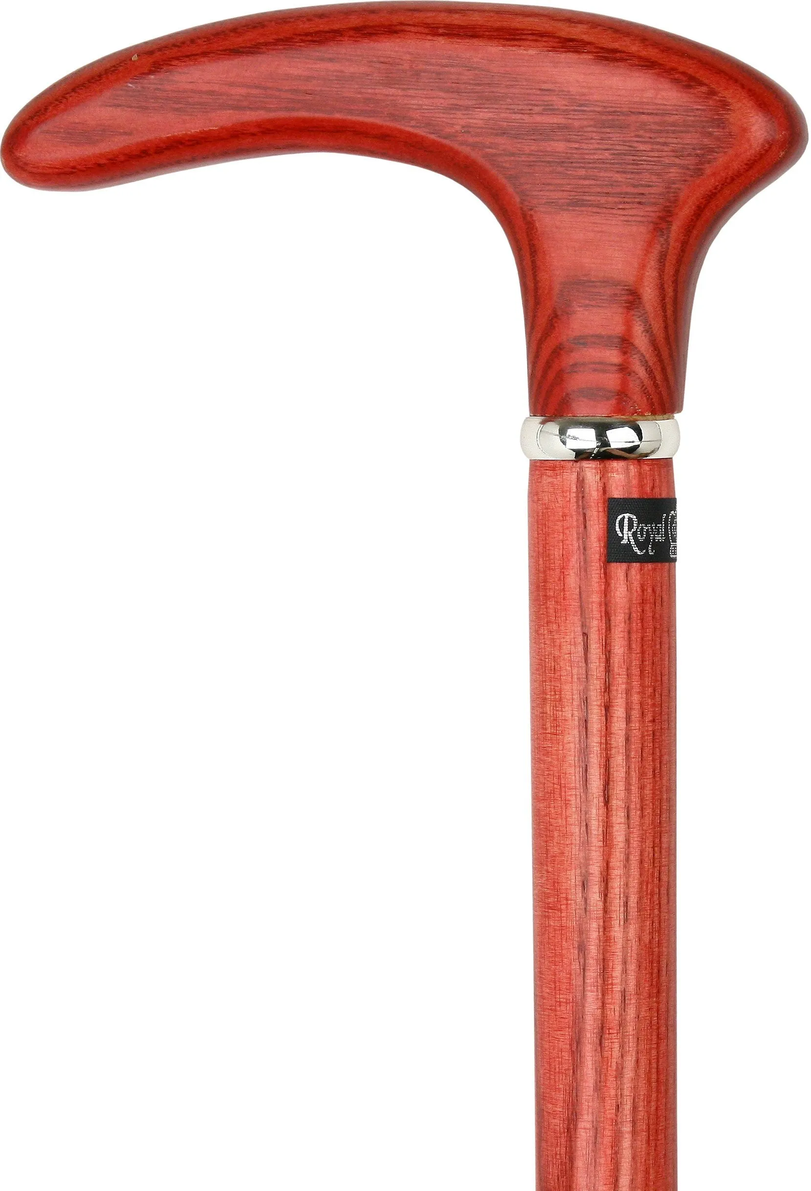 Scratch & Dent Fiesta Red Cosmopolitan Handle Walking Cane With Ash Wood Shaft and Silver Collar V1459