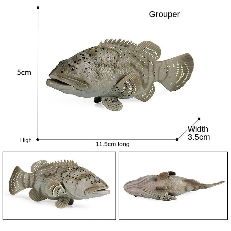 Sealife Model Simulation Grouper Spurtail Foxfish Action Figures Animal Figurine PVC Miniature Lovely Kids Toy For Children Gift