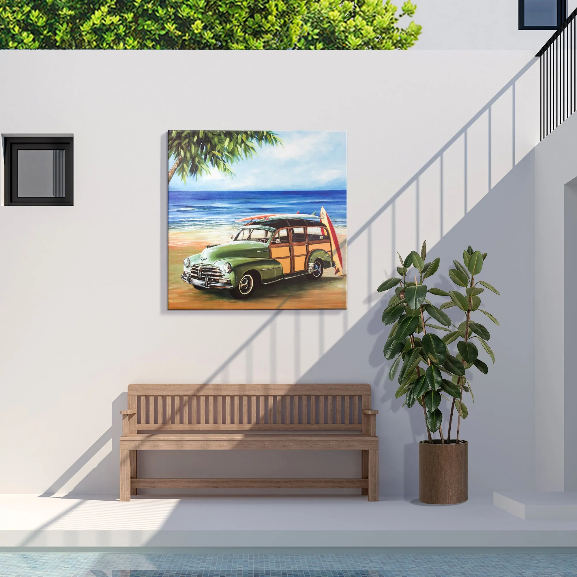 Seaside Cruising Outdoor Canvas Art Print - 35x35