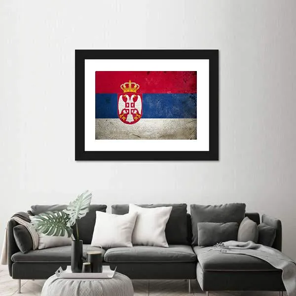 Serbia Flag On Grunge Texture Canvas Wall Art