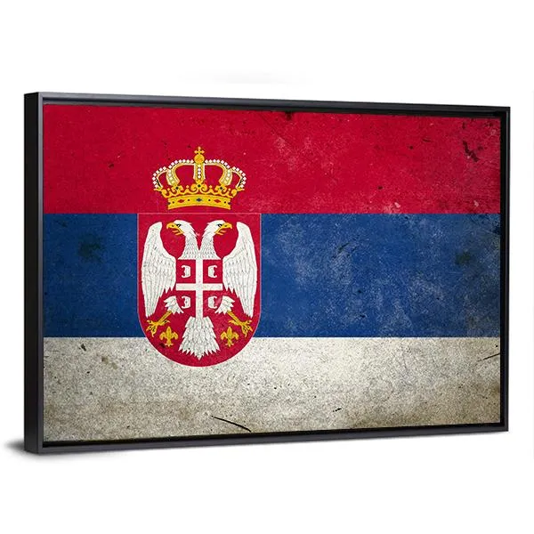 Serbia Flag On Grunge Texture Canvas Wall Art