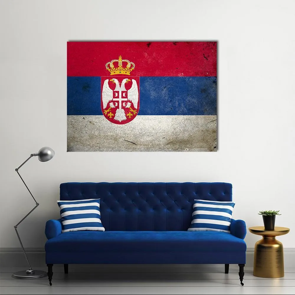 Serbia Flag On Grunge Texture Canvas Wall Art