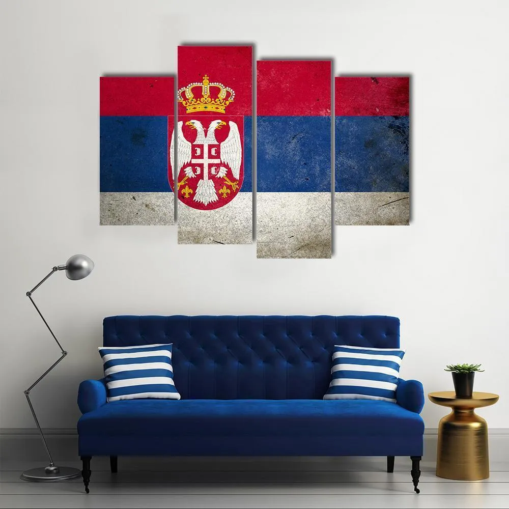 Serbia Flag On Grunge Texture Canvas Wall Art