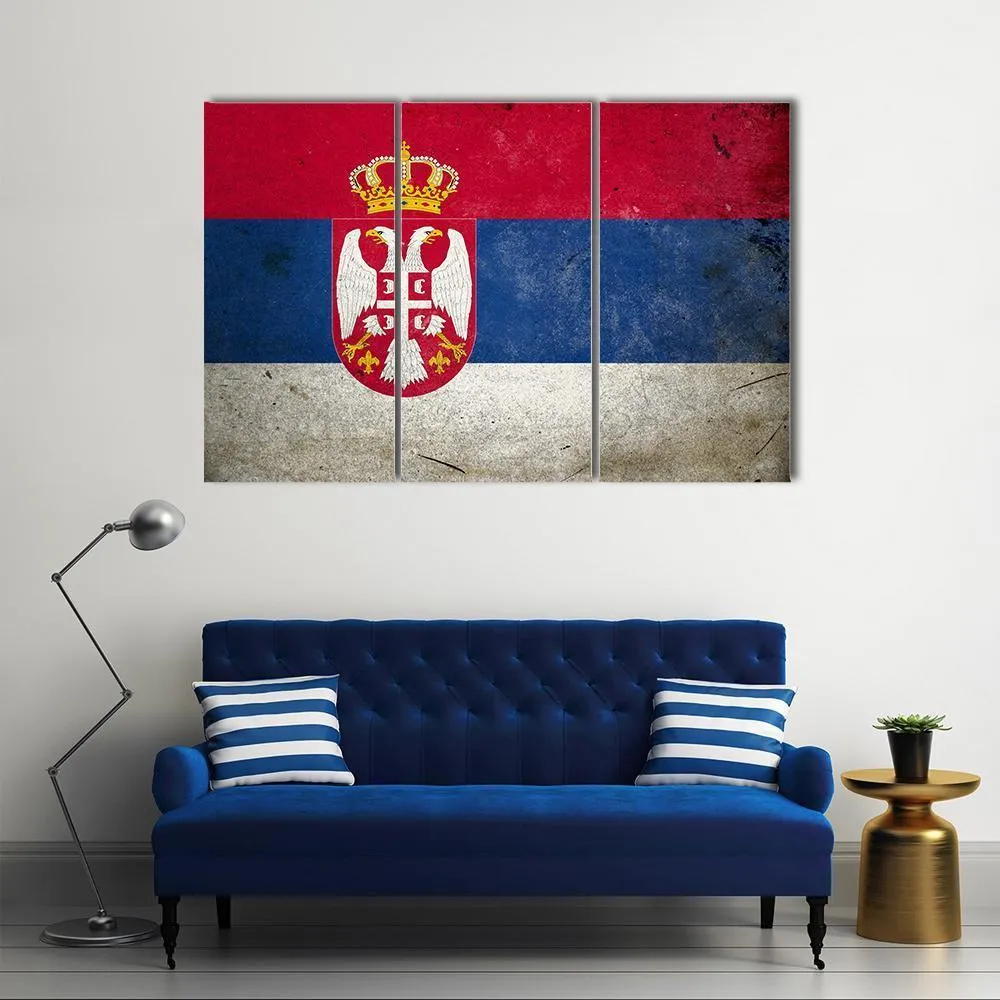 Serbia Flag On Grunge Texture Canvas Wall Art