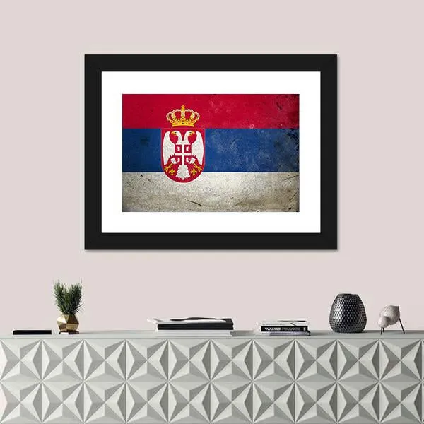 Serbia Flag On Grunge Texture Canvas Wall Art