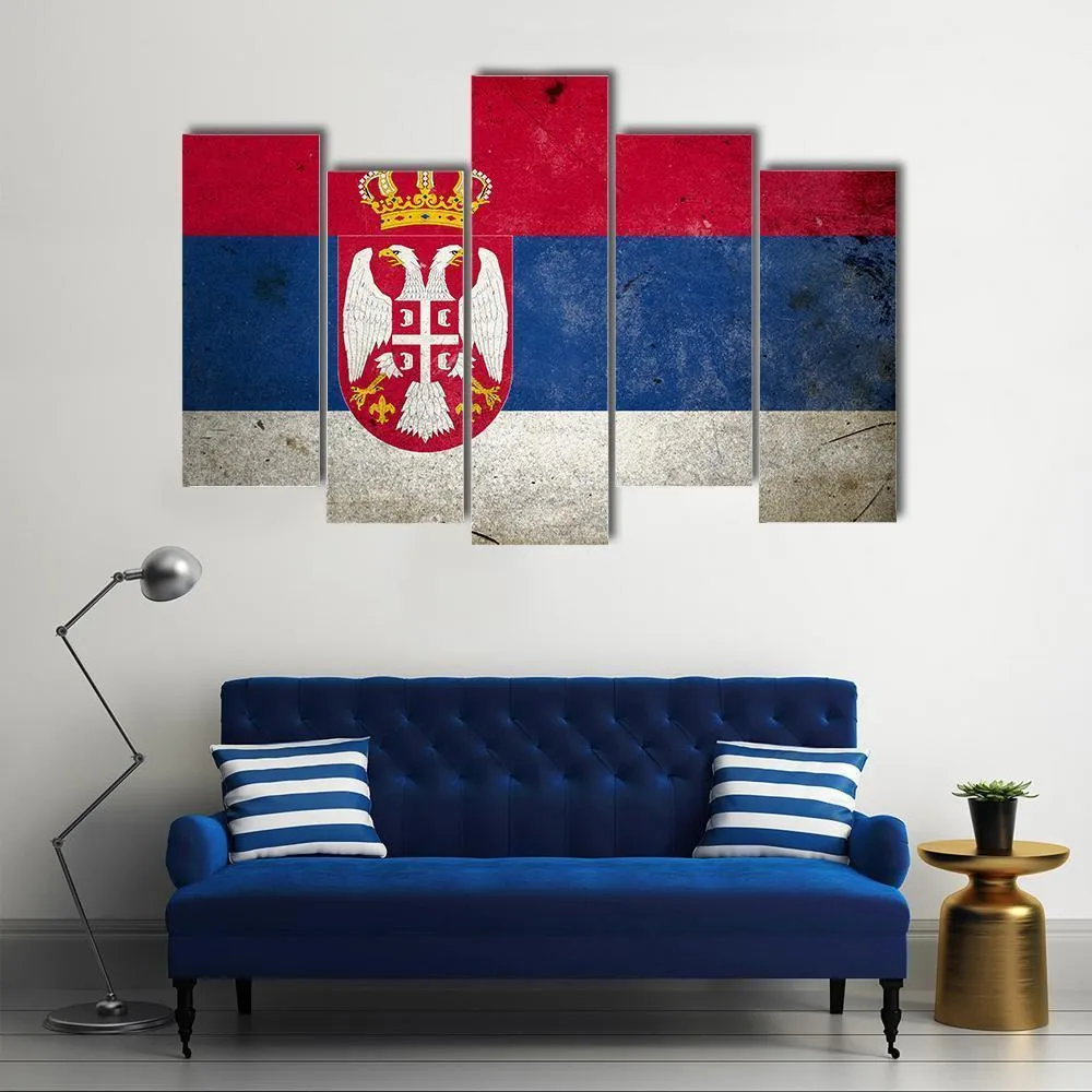 Serbia Flag On Grunge Texture Canvas Wall Art