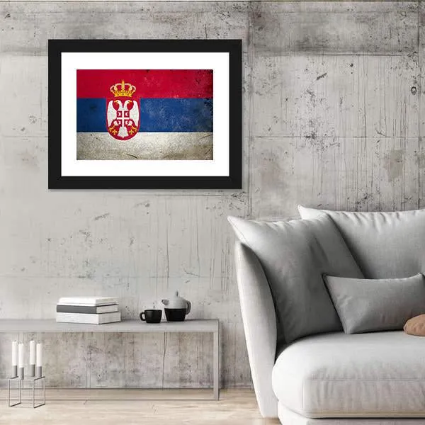 Serbia Flag On Grunge Texture Canvas Wall Art