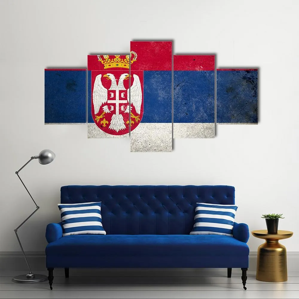 Serbia Flag On Grunge Texture Canvas Wall Art