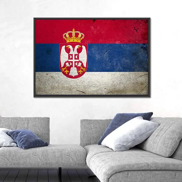 Serbia Flag On Grunge Texture Canvas Wall Art