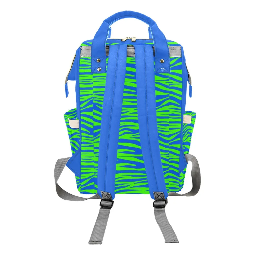 Sixty Eight 93 Logo White Zebra Blueberry Lime Multi-Function BackPack