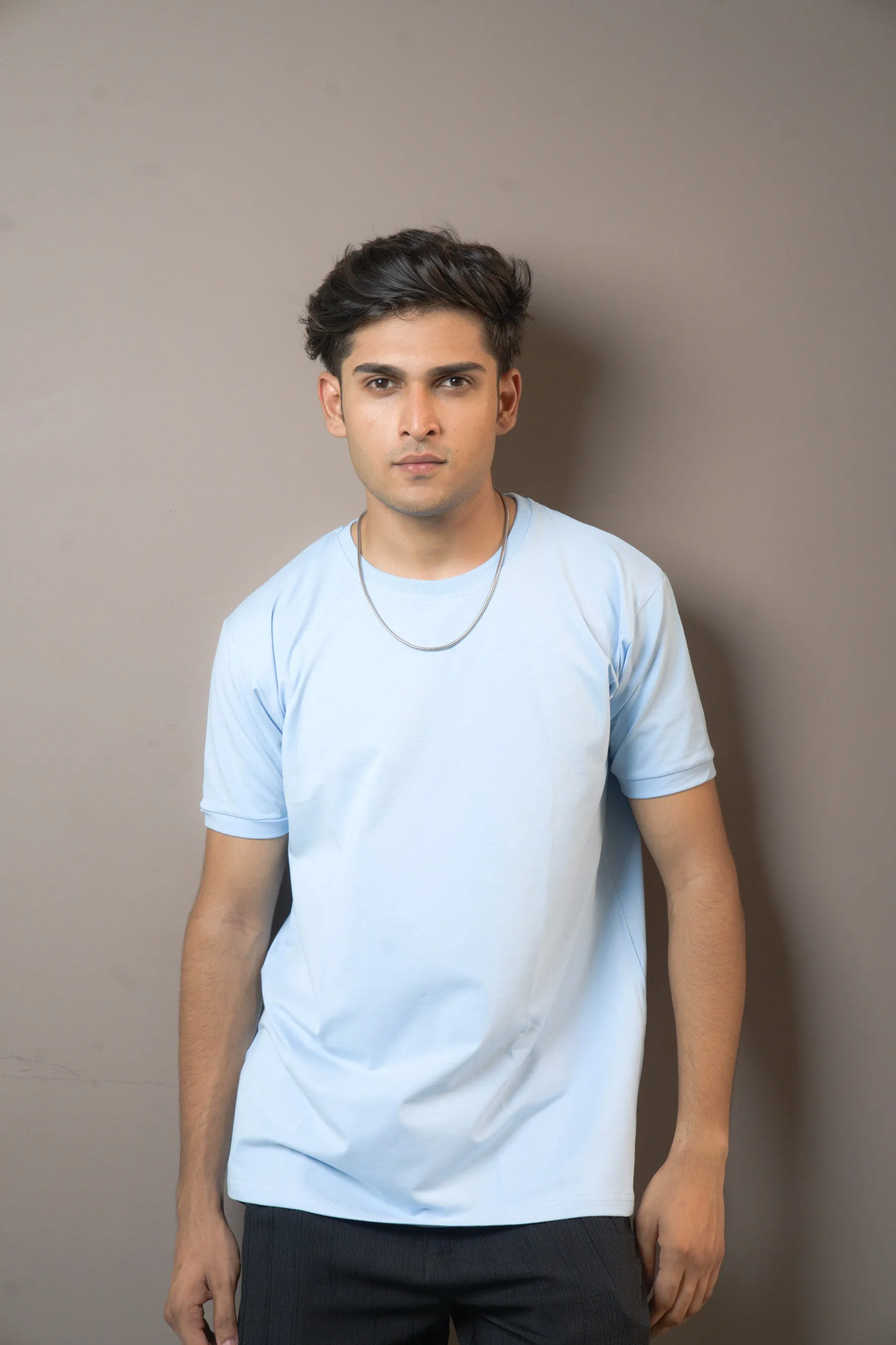 Sky Blue Pure Cotton Plain Tshirt