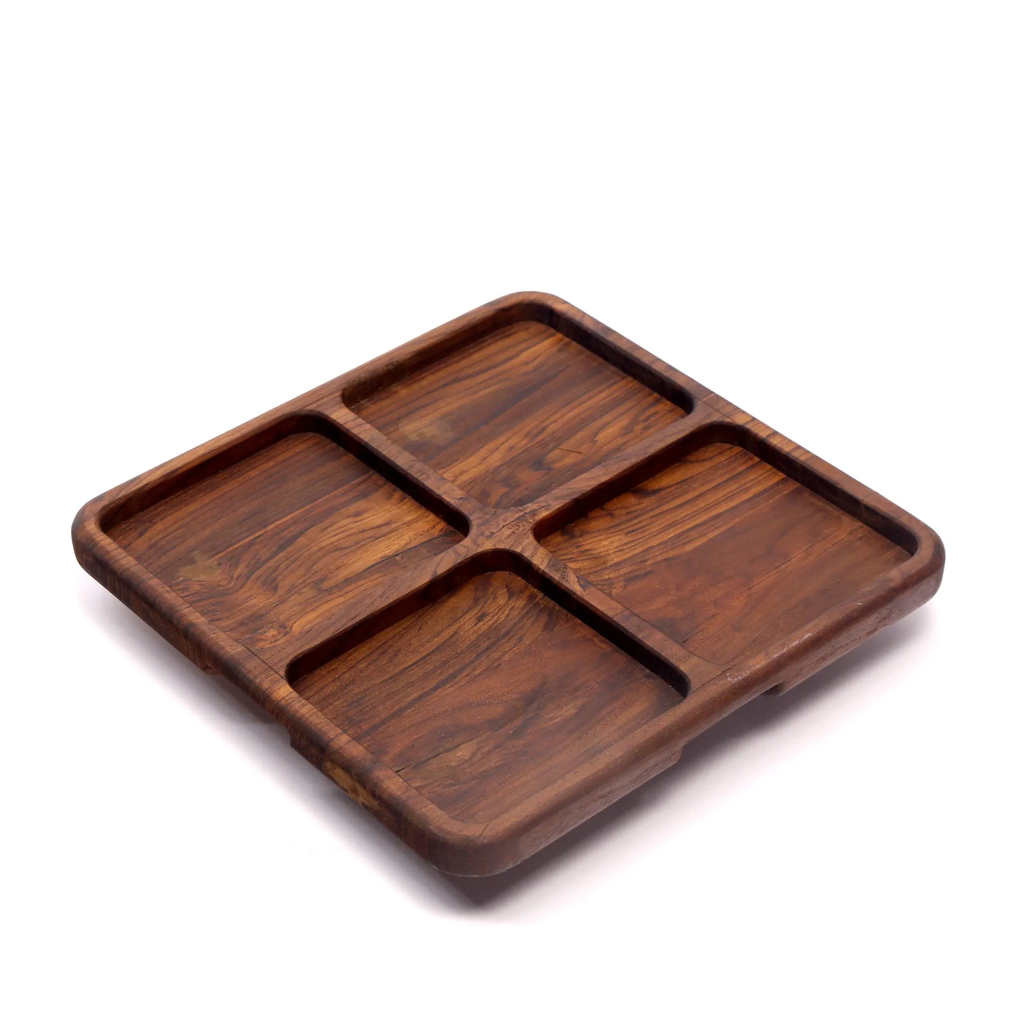 Slim compartments wooden platter