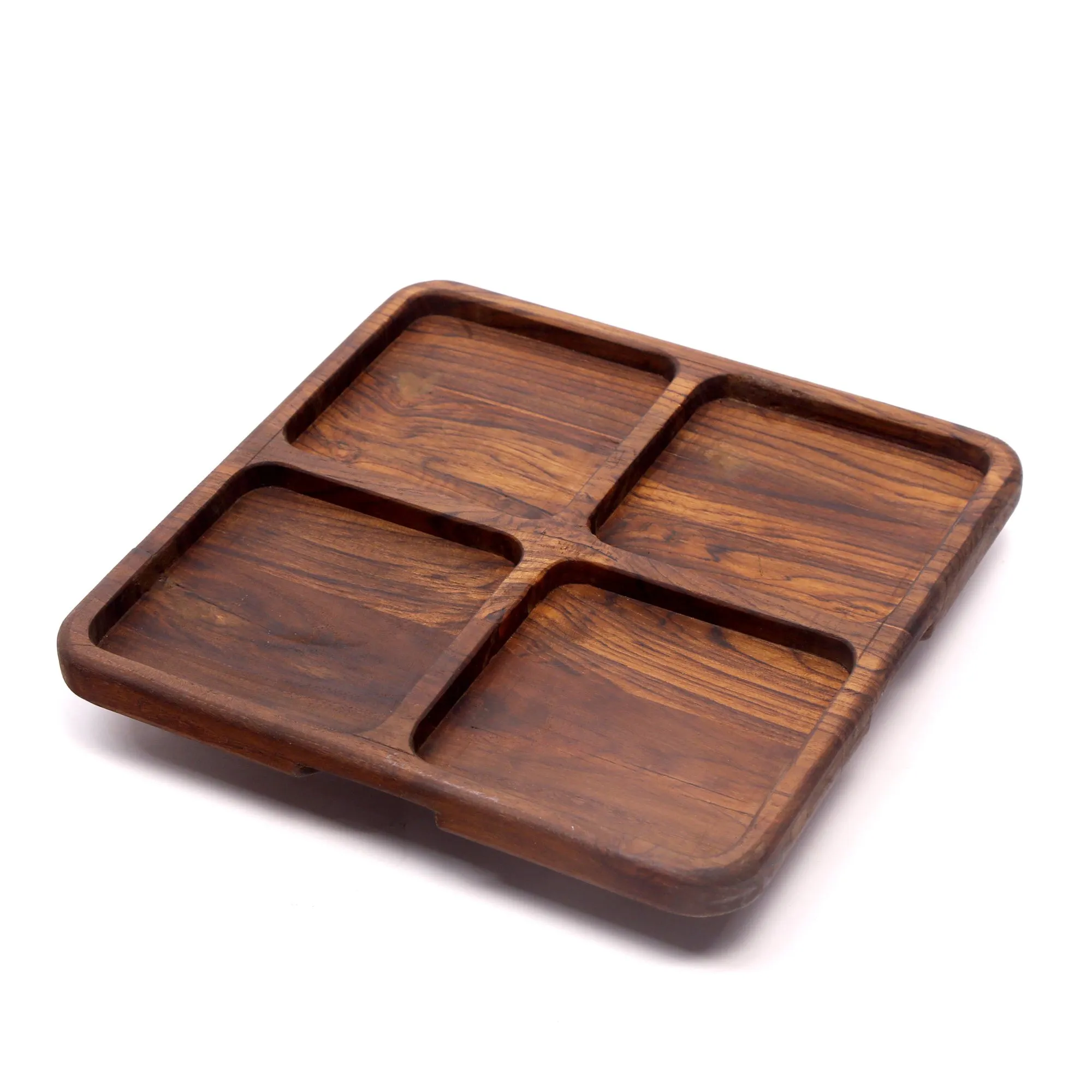 Slim compartments wooden platter