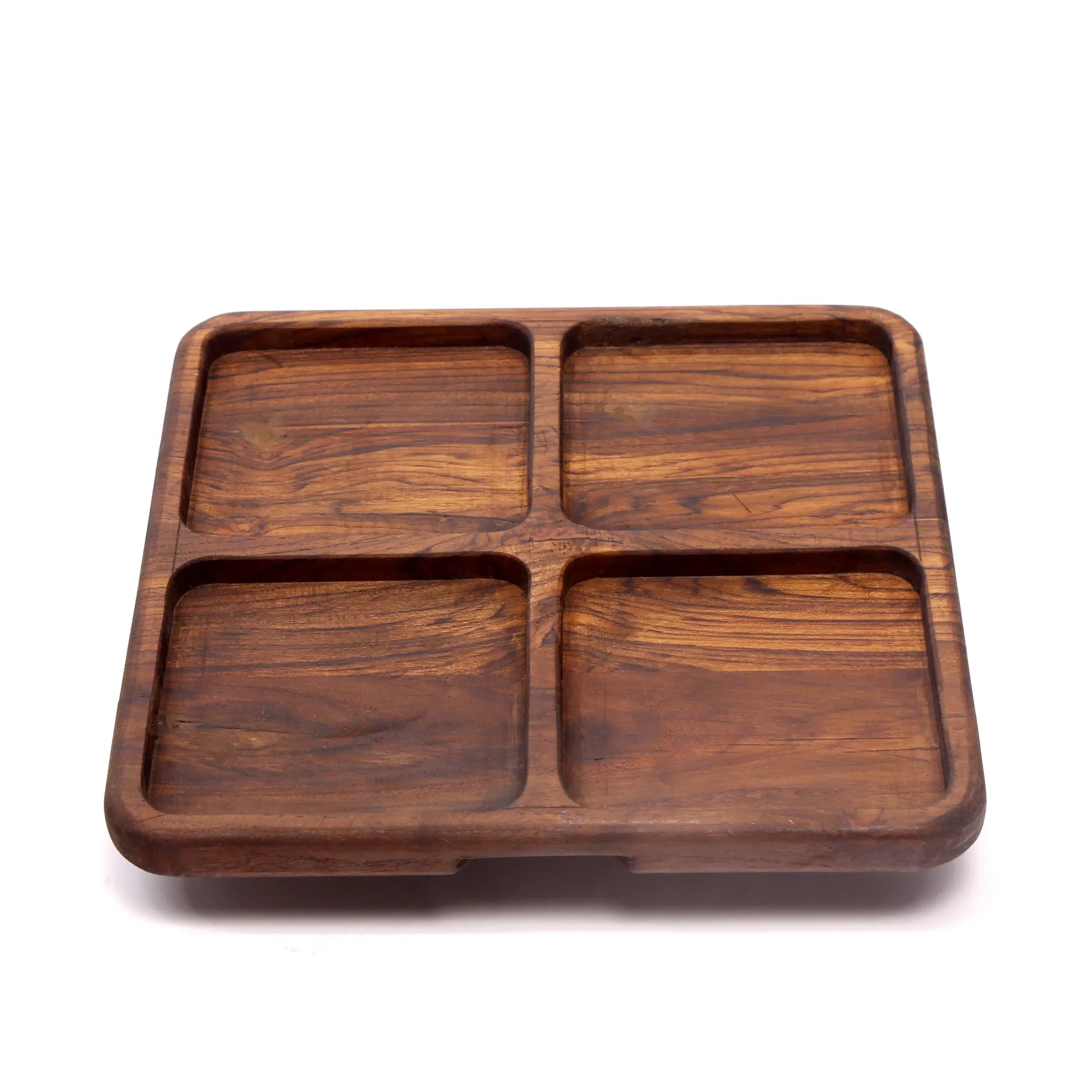 Slim compartments wooden platter