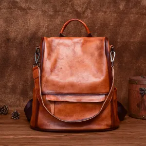 Small Ladies Brown Leather Backpack Bag Leather Rucksack