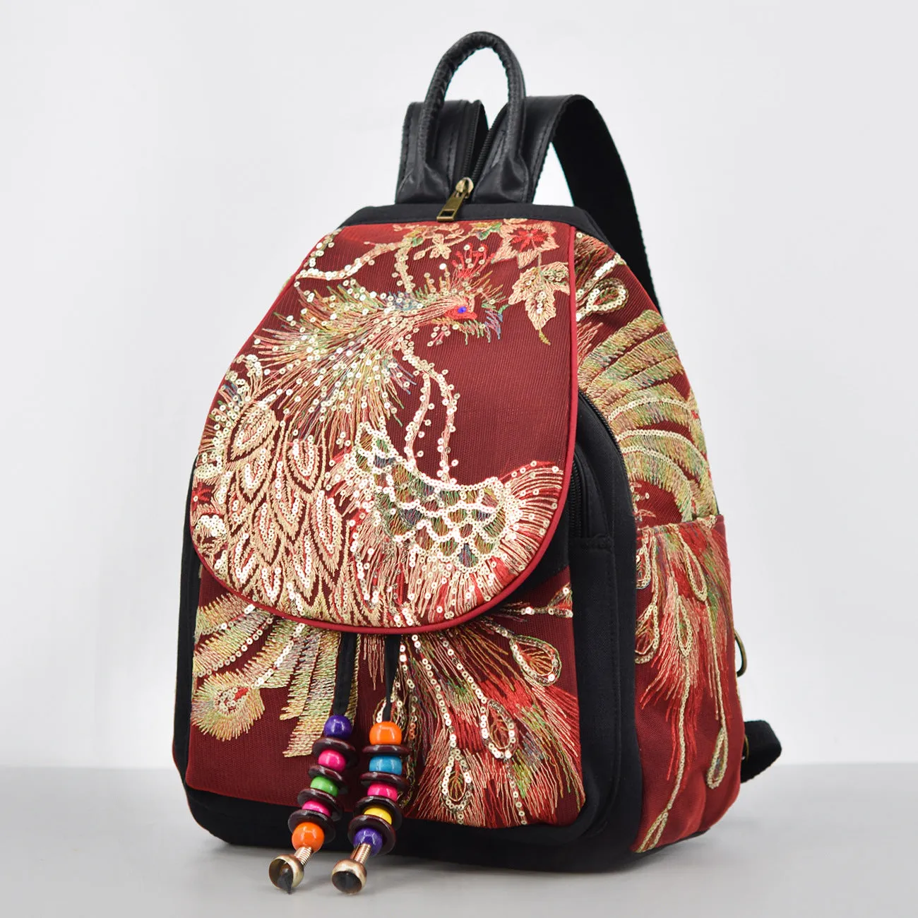 Small Womens Embroidery Canvas Rucksack Backpack For Women