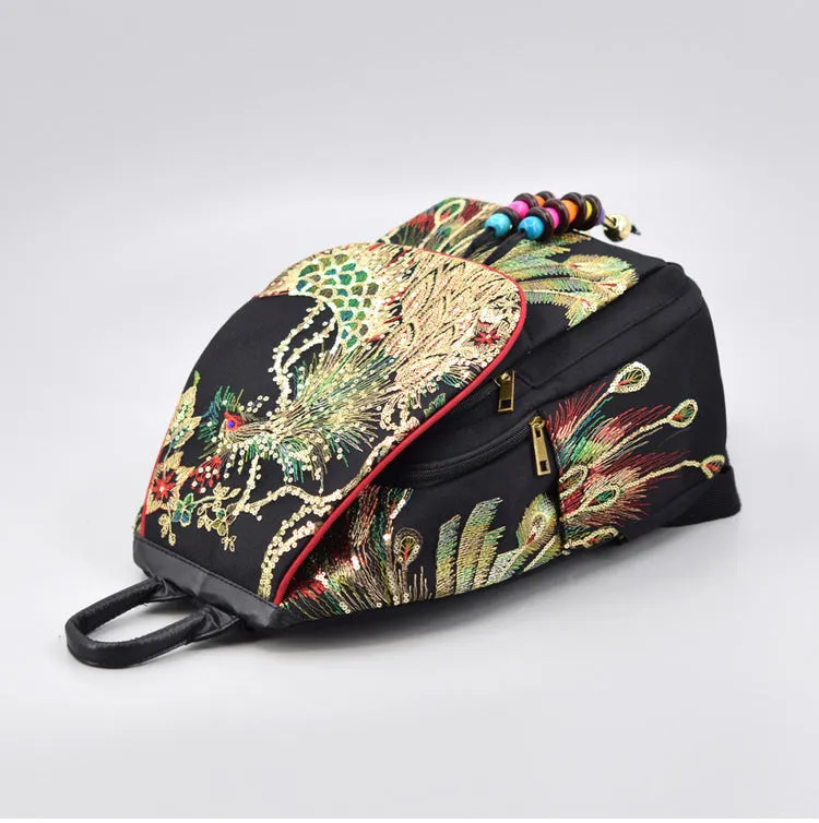 Small Womens Embroidery Canvas Rucksack Backpack For Women