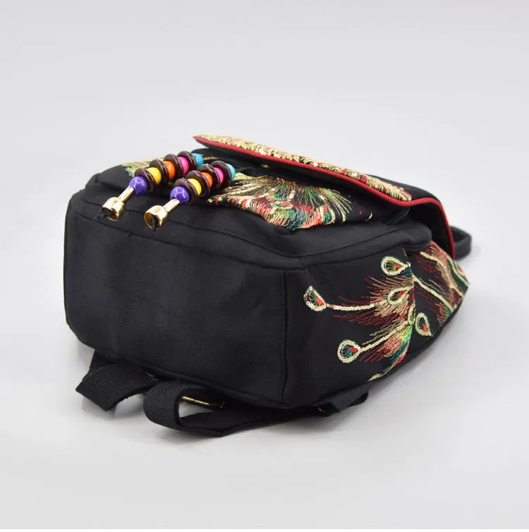 Small Womens Embroidery Canvas Rucksack Backpack For Women