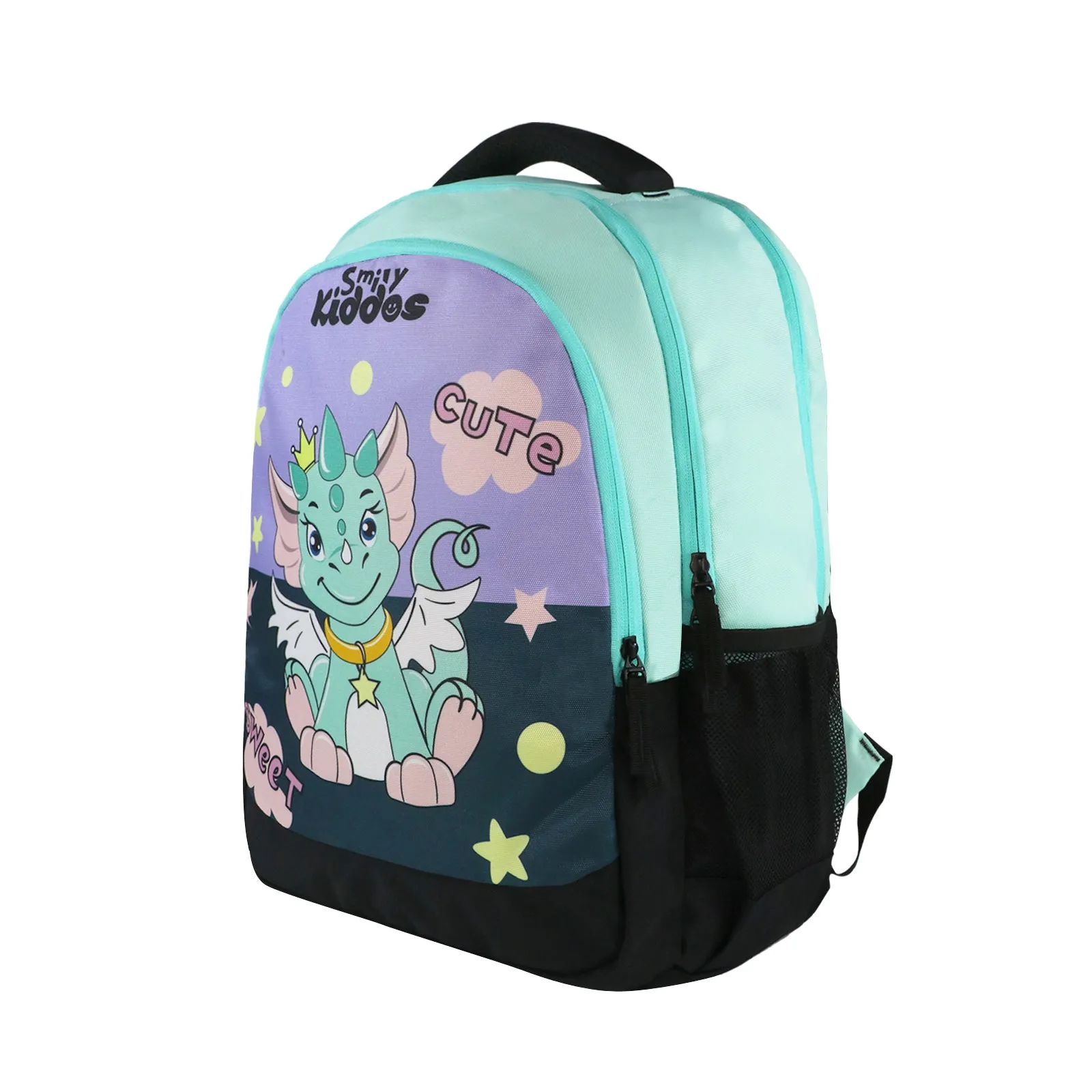 Smily Kiddos 29 Ltrs Junior School Bag  - Cute Dragon- Sea Green LxWxH :45 X 33 X 20 CM