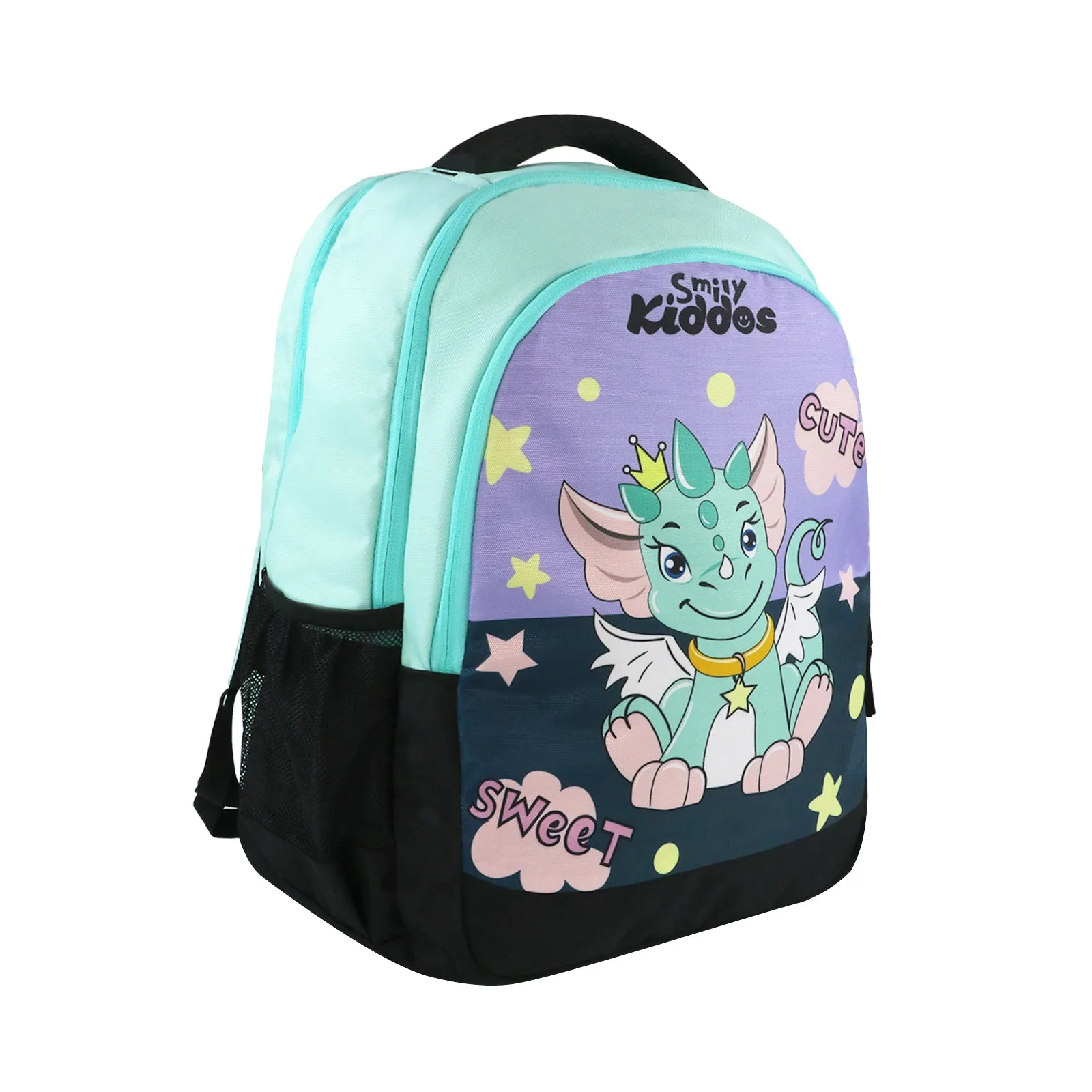 Smily Kiddos 29 Ltrs Junior School Bag  - Cute Dragon- Sea Green LxWxH :45 X 33 X 20 CM