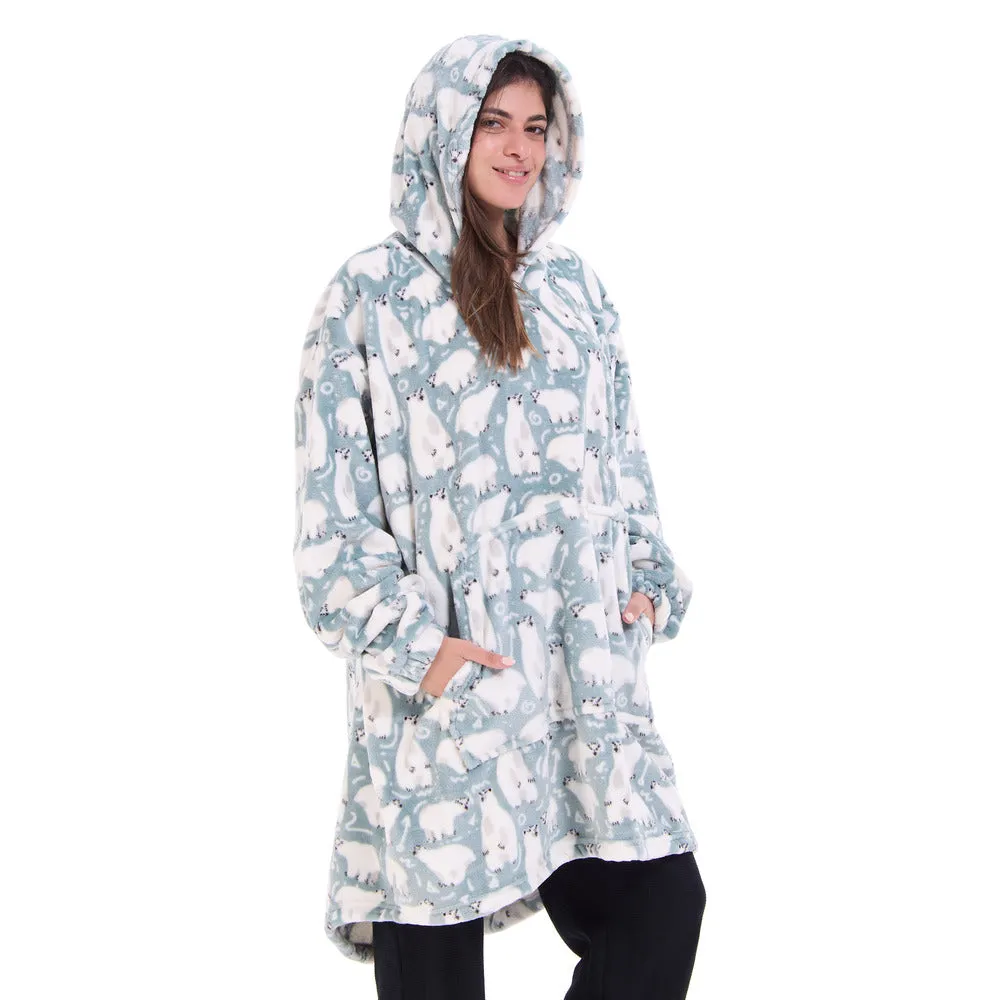 Snuggs Blanket Hoodie Mint Polar Bear