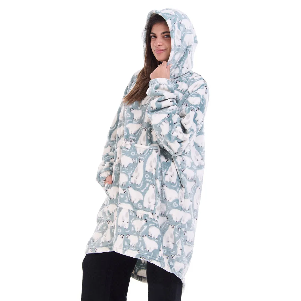 Snuggs Blanket Hoodie Mint Polar Bear