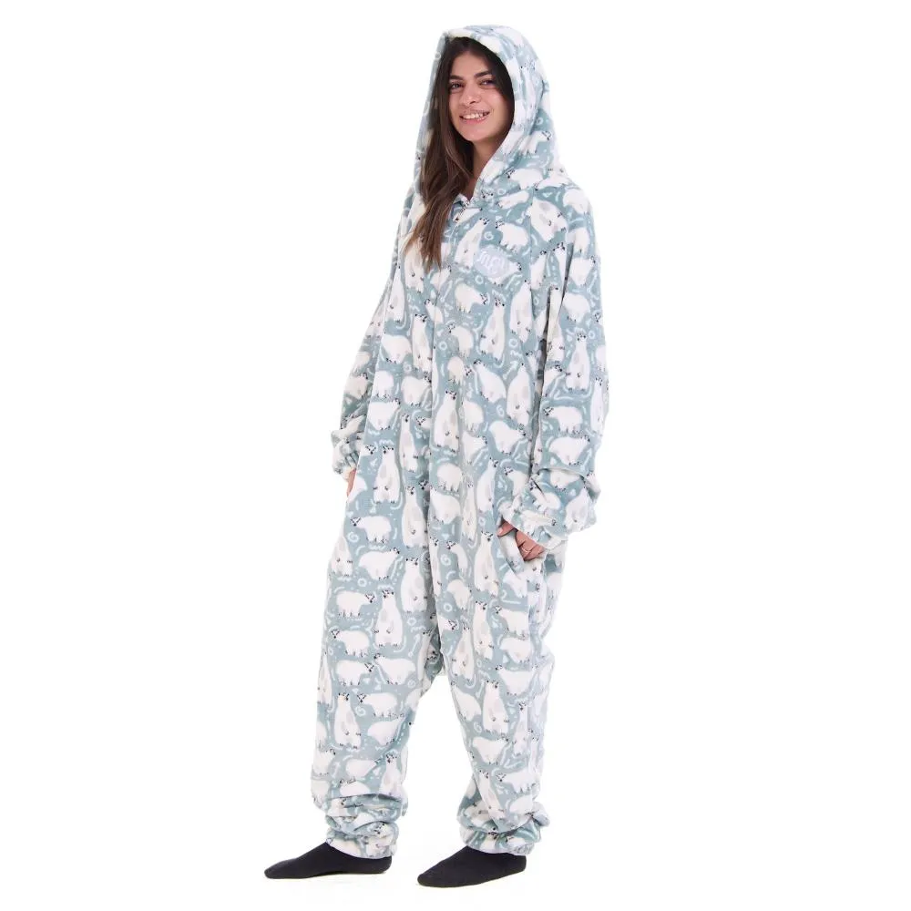 Snuggs Blanket Onesie Petroleum Polar Bear