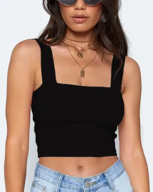 Solid Color Cropped Tank Top