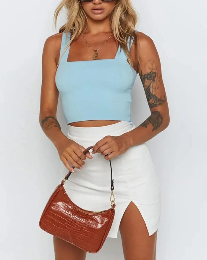 Solid Color Cropped Tank Top